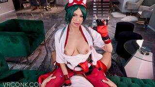 VR Conk: Busty Kiriko From Overwatch Video Game Fucks Anally With A Fan In Cosplay Parody pt.1