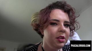 Curvy babe in stockings slapped and fucked hard
